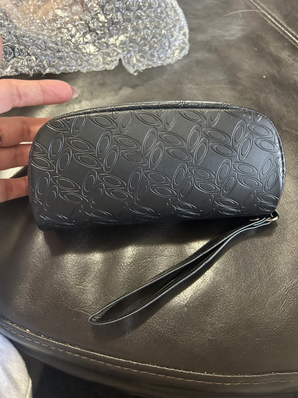 Embossed Black Oakley Wristlet Sunglass Case